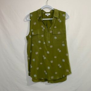 {2/20} Green Floral Loft Sleeveless Blouse